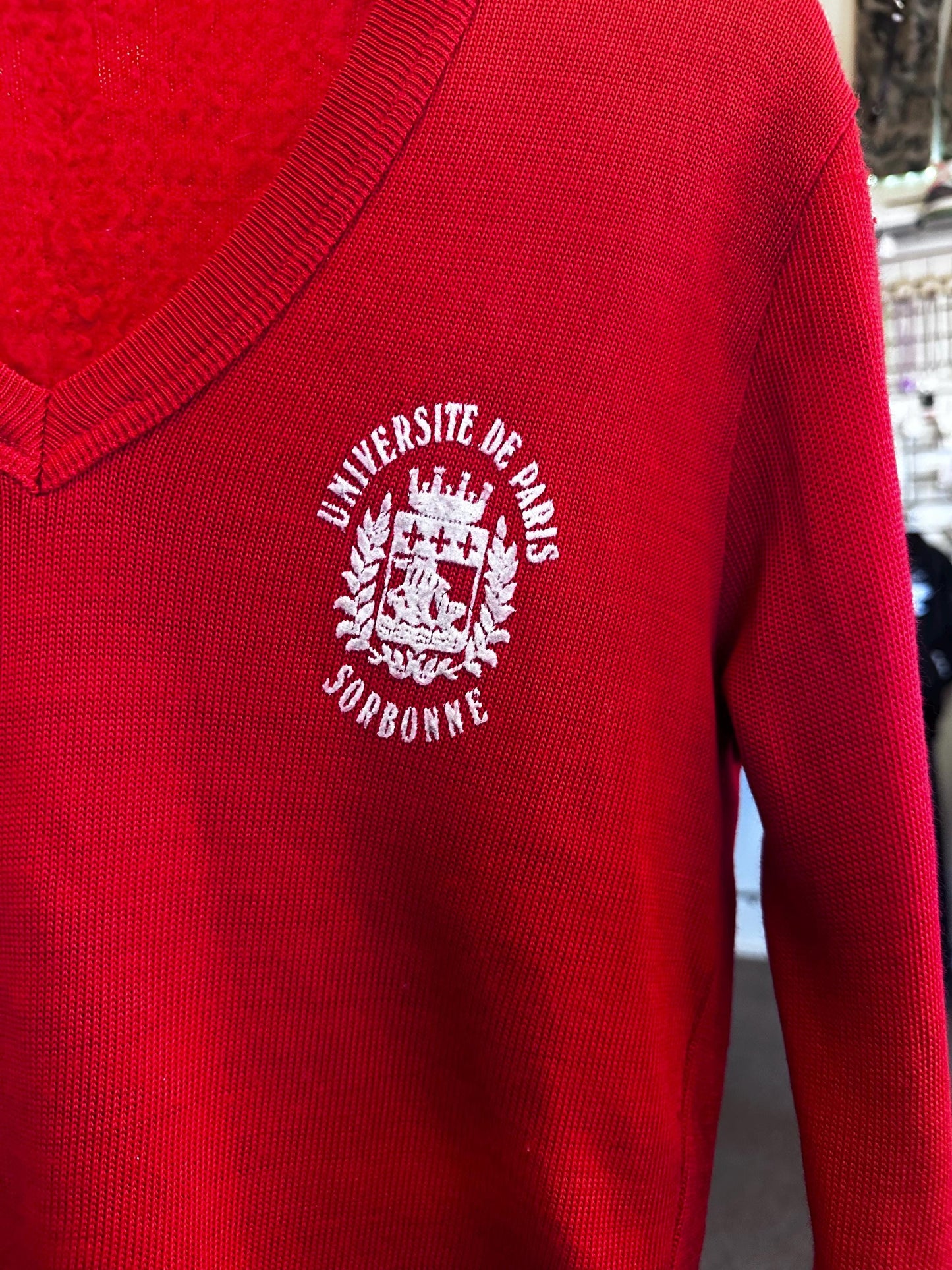 Vintage 1960's/70s University of Paris Universite de Paris V-neck sweater Size Small