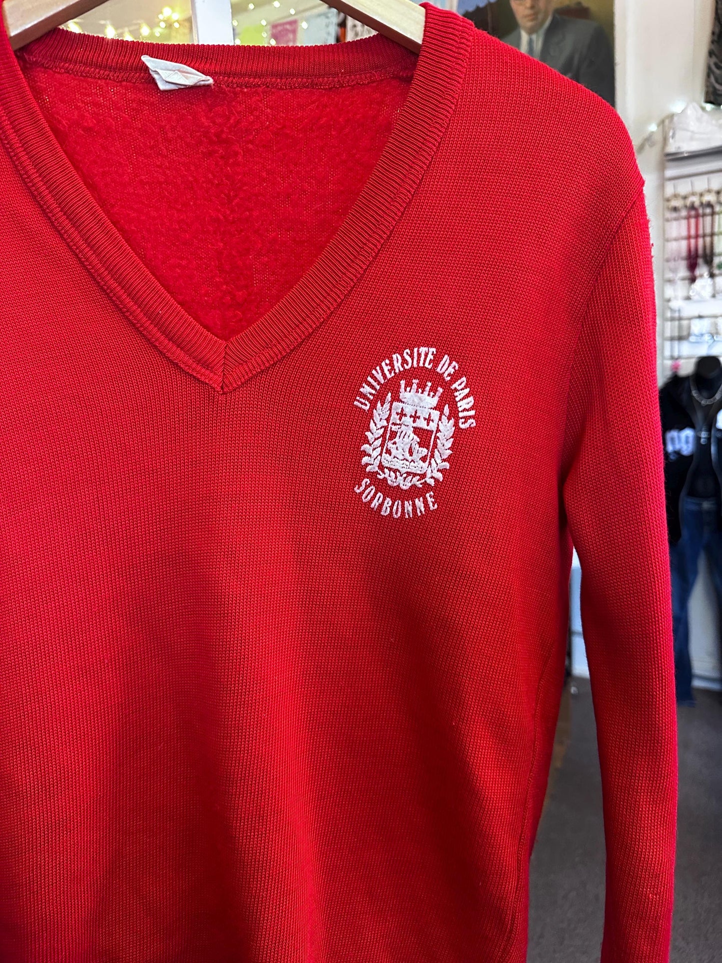 Vintage 1960's/70s University of Paris Universite de Paris V-neck sweater Size Small