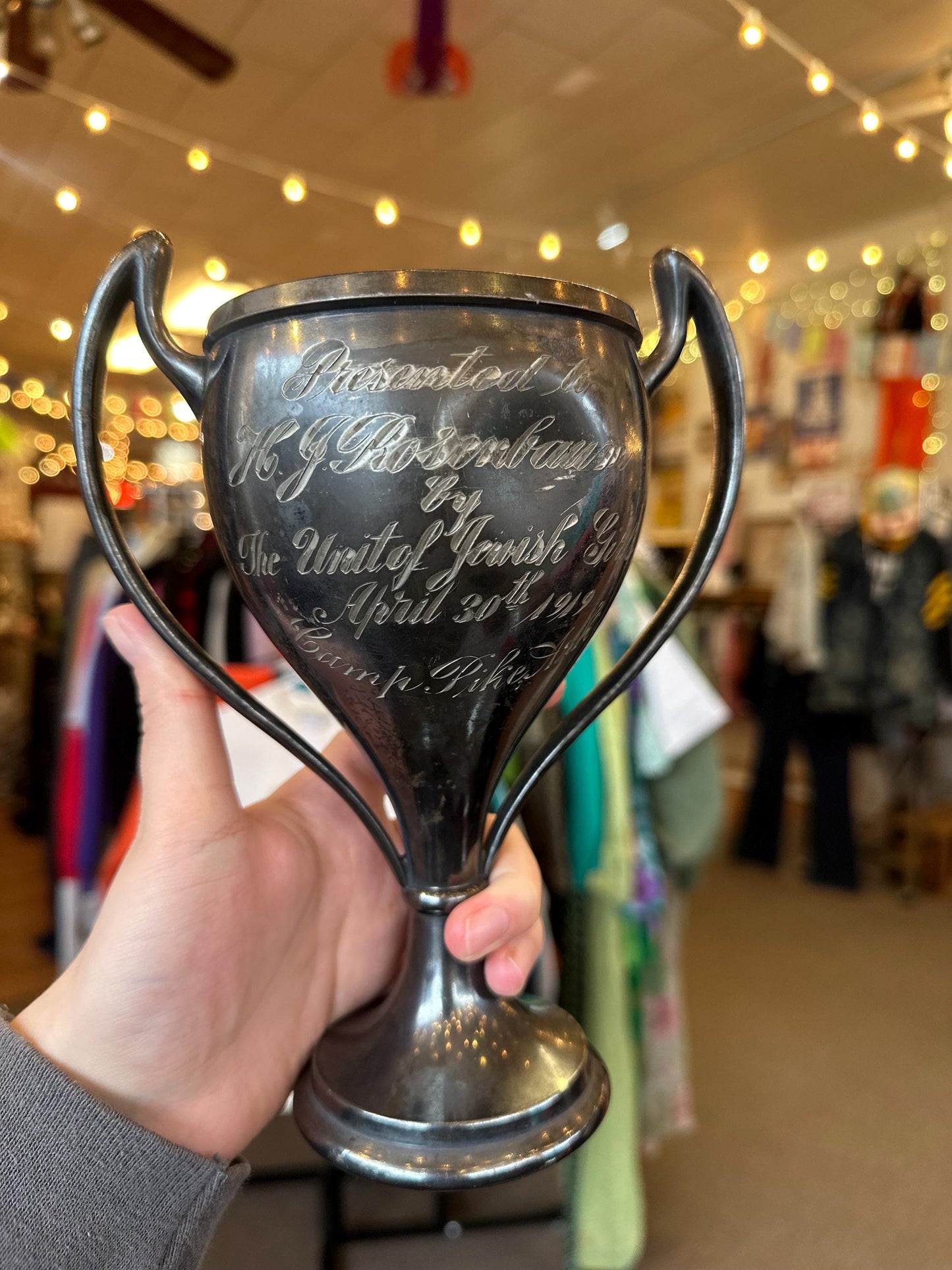 1920's Vintage Antique Jewish Girls Silver Plated Trophy