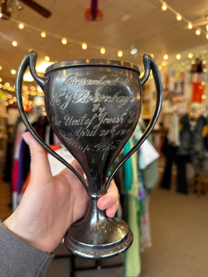 1920's Vintage Antique Jewish Girls Silver Plated Trophy