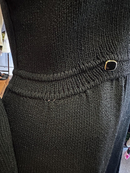 Iconic 1980s Vintage St. John Knit Dress – Faux Wrap Style with Accent Buttons