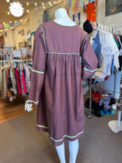 1970s Vintage Made in India 100% India Imports Cotton Dress with Bell sleeves small-large