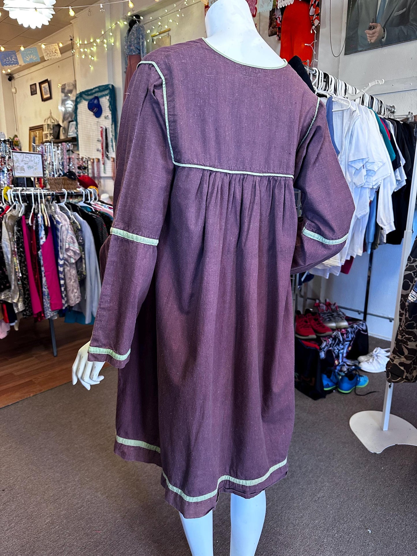 1970s Vintage Made in India 100% India Imports Cotton Dress with Bell sleeves small-large