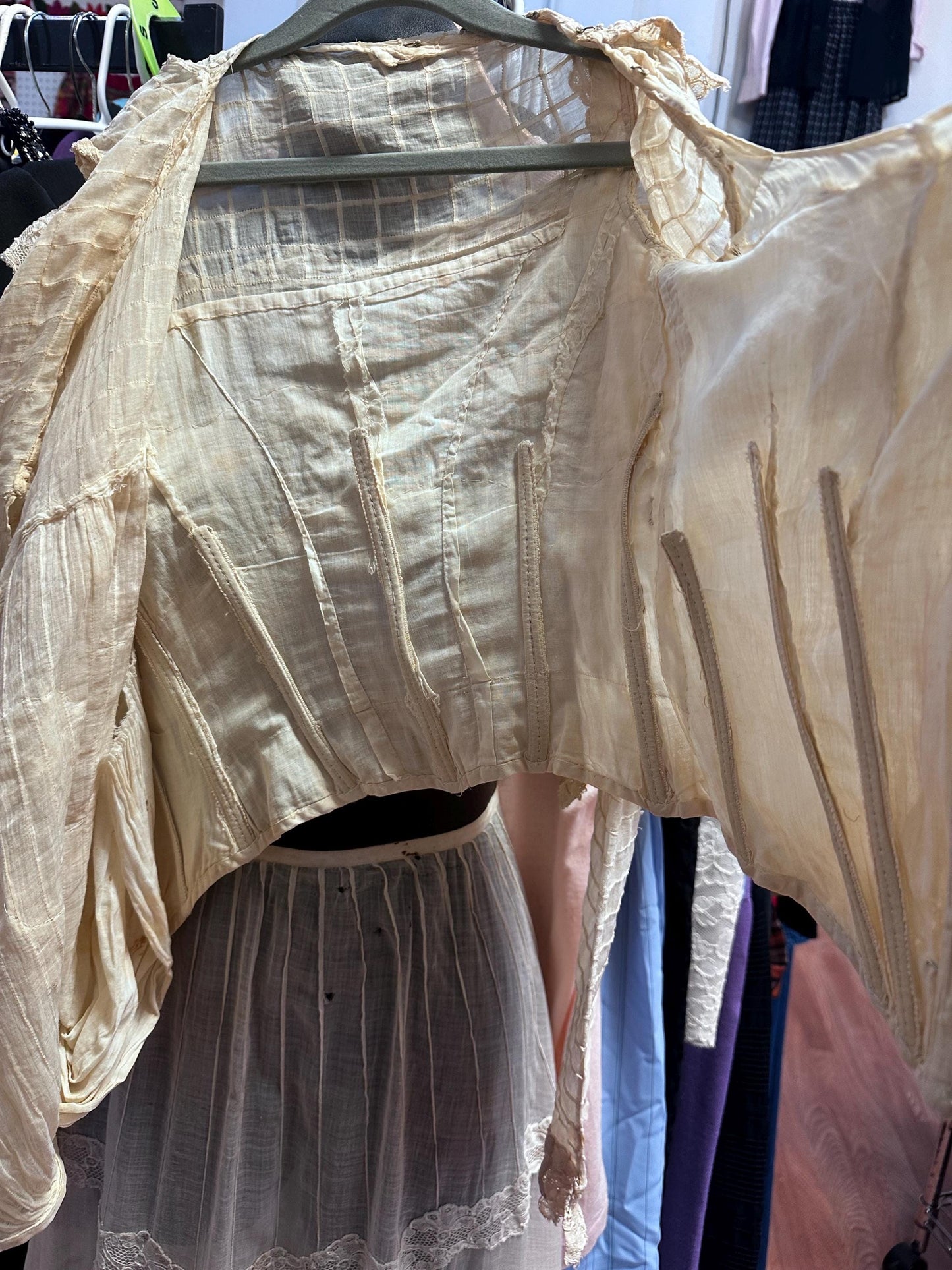 Victorian Two-Piece Dress Set with Corset & Calfskin Shoes – For Study or Display Only