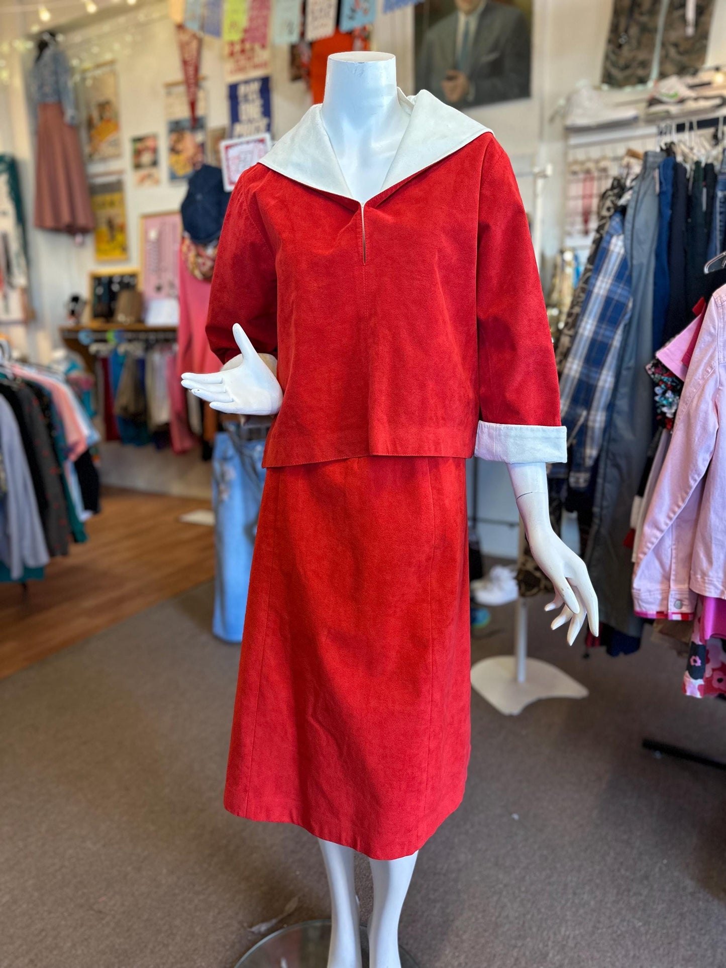 Vintage 1980s Samuel Roberts for Peter Hatsi Androu Two Piece Sailor Suede Outfit
