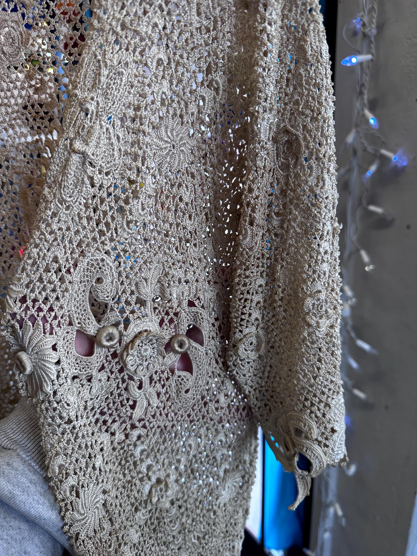 ANTIQUE EDWARDIAN 1900s Turn of the Century Irish Crochet Lace Cardigan blouse S/M SALE
