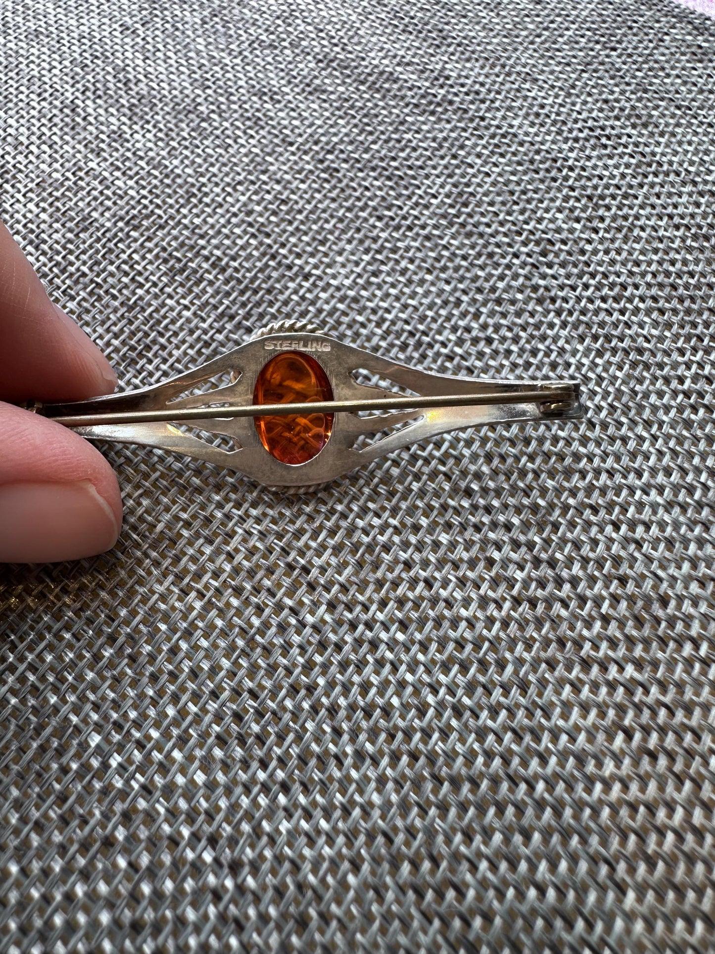 Vintage Sterling Silver Dragon’s Breath Bar Pin – 2.5” Long, 6.7g