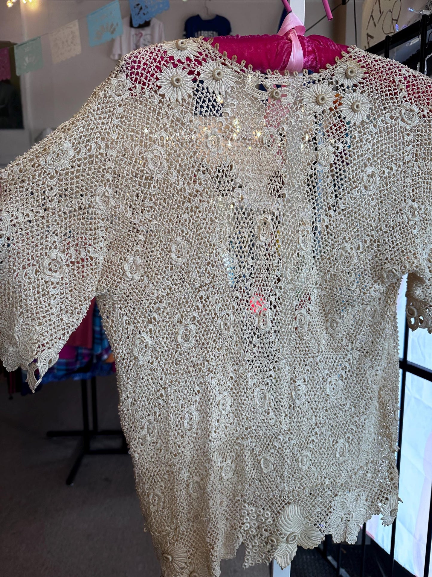 ANTIQUE EDWARDIAN 1900s Turn of the Century Irish Crochet Lace Cardigan blouse S/M SALE