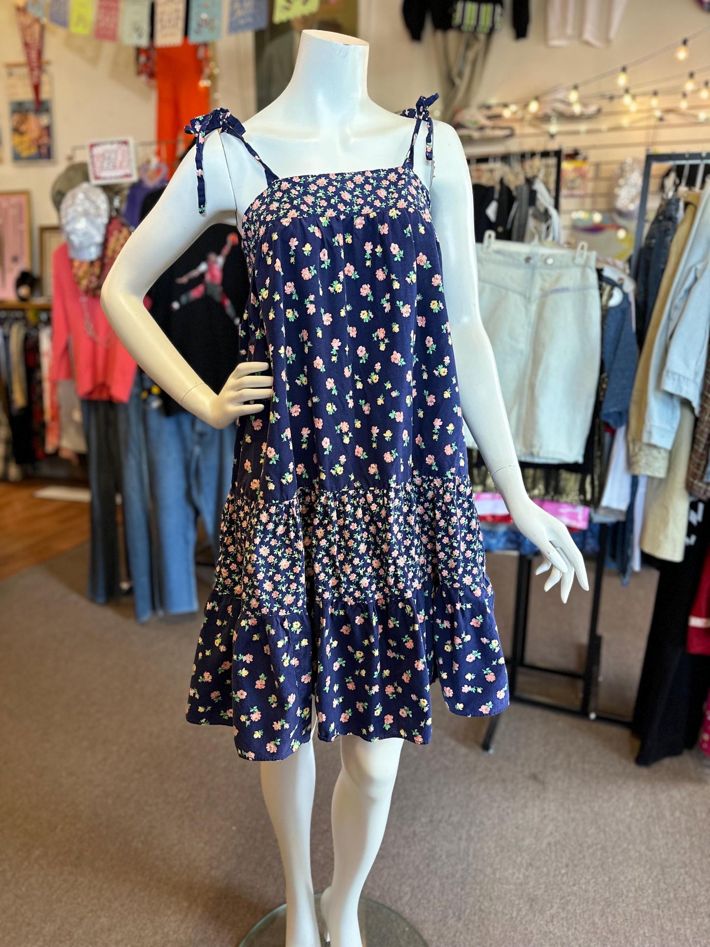 1970s Breezy Prairie Babydoll Sundress w/ Matching Bandana Bonnet – Size S/M