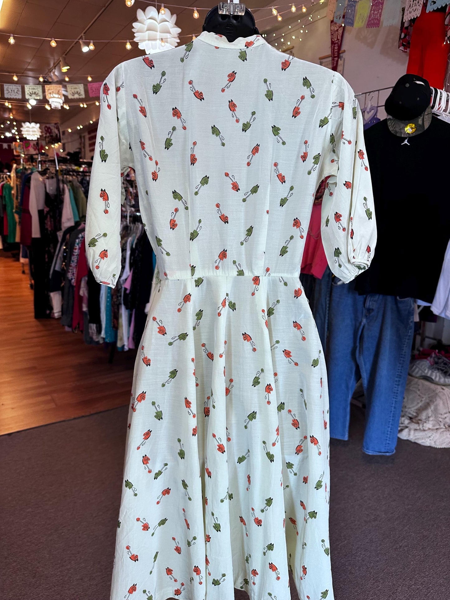 UNIQUE Vintage 1950's Handmade Hobby Horse Mary Blair Inspired Fabric Dress XS