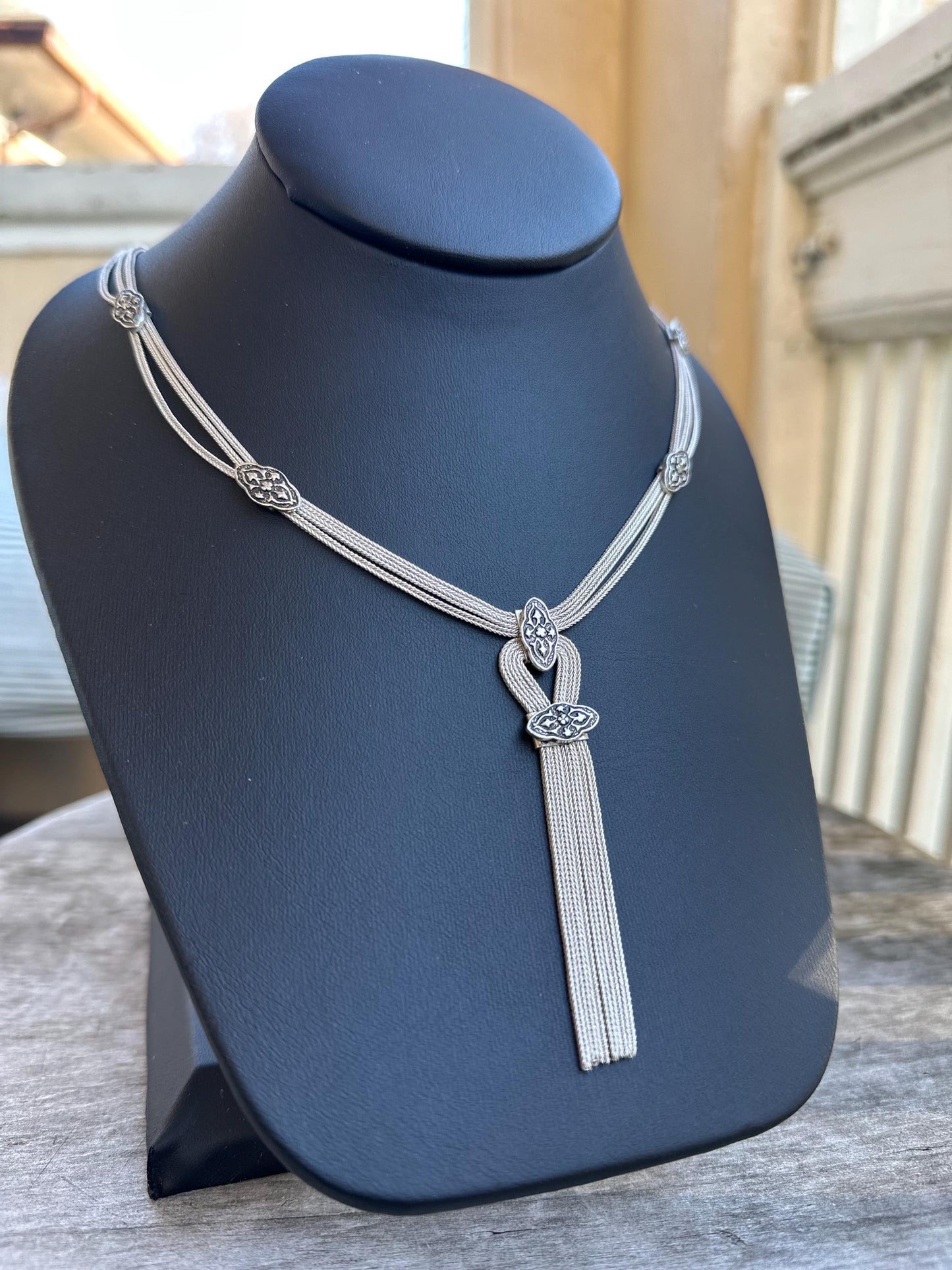 Rare Vintage Cascading Sterling Silver Rope Necklace – Art Deco Design