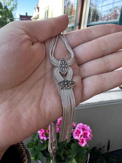 Rare Vintage Cascading Sterling Silver Rope Necklace – Art Deco Design