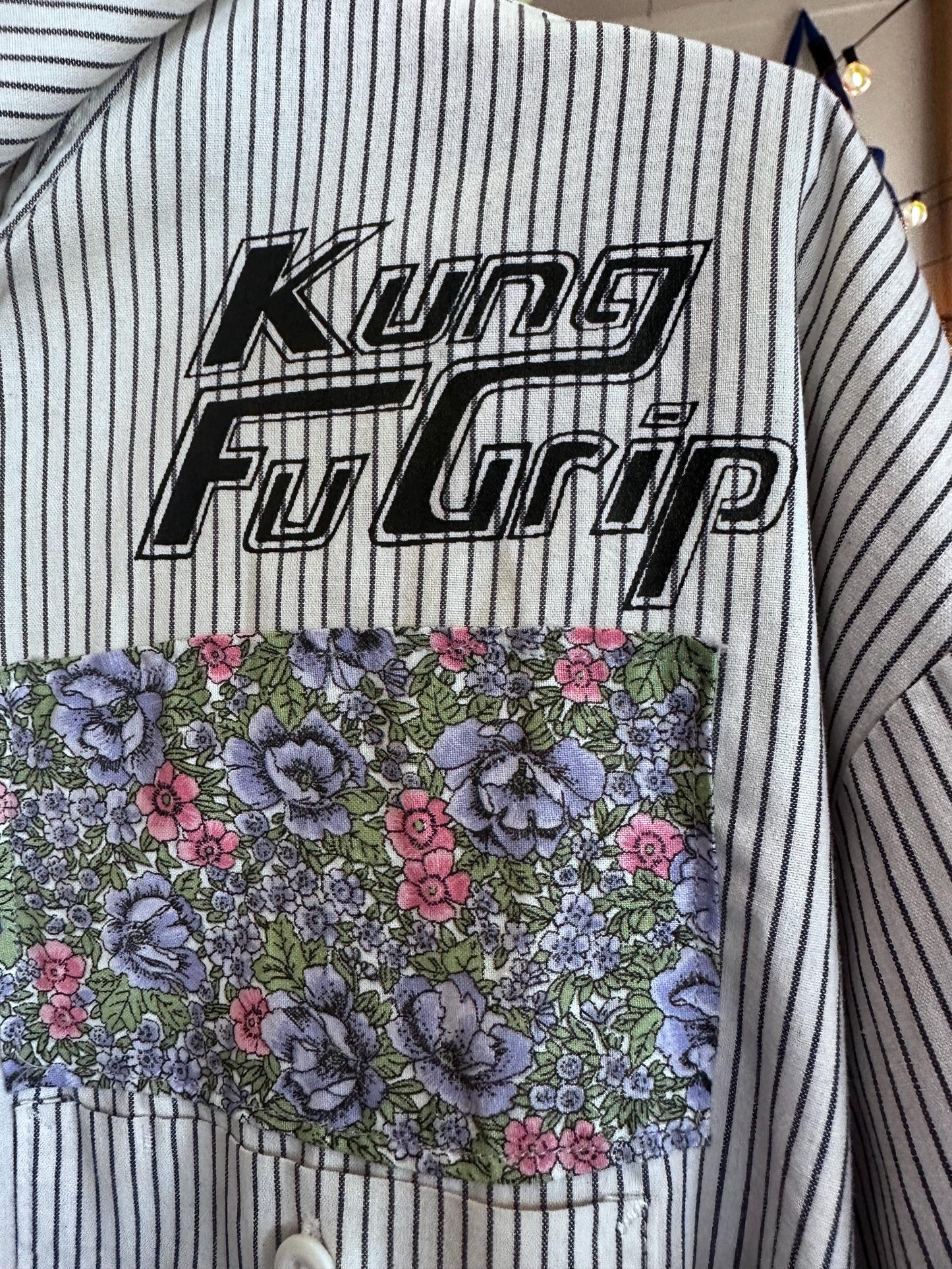 1990's Vintage DIY Work Shirt Streetwear Kung Fu Grip Toledo Ohio XXL DIY ScreenPrint
