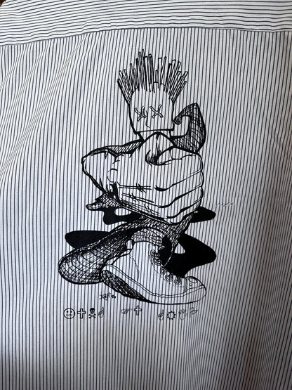 1990's Vintage DIY Work Shirt Streetwear Kung Fu Grip Toledo Ohio XXL DIY ScreenPrint