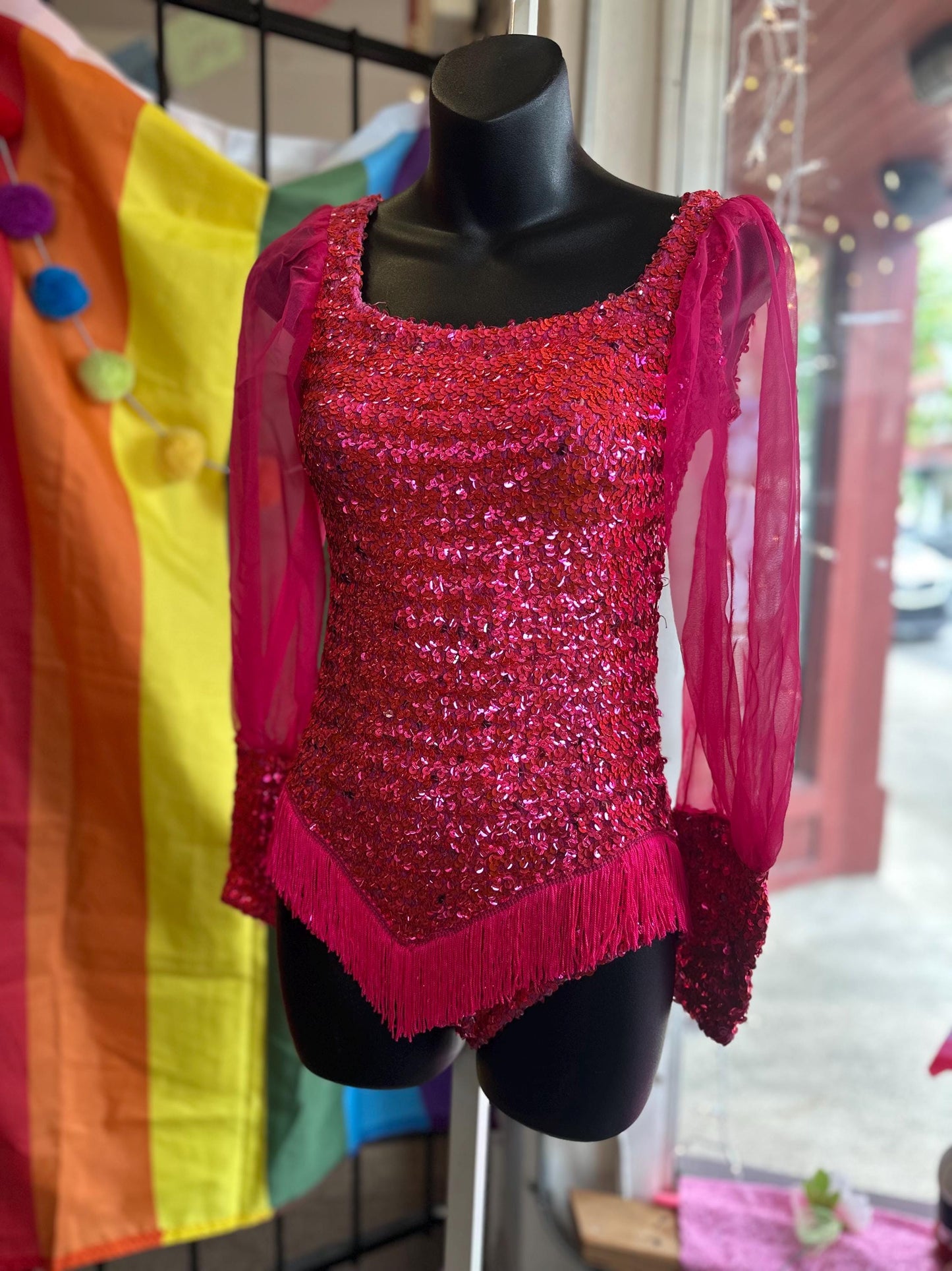 Vintage 1970's/60's Dance or Ice Skating Chappell Roan Midwest Princess Bodysuit XS