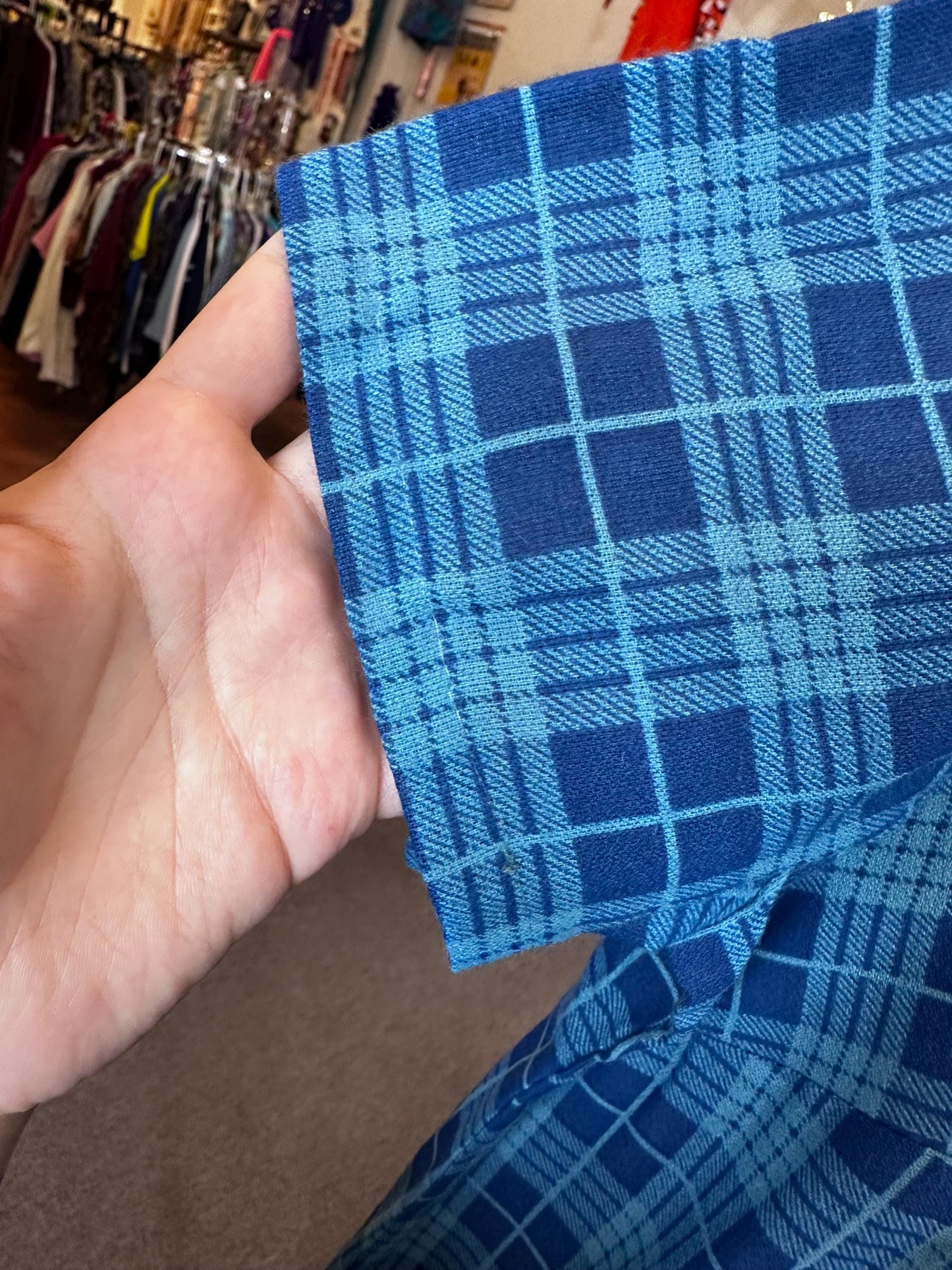 Vintage  K-10 1960's/50's Plus Size 2XL 3XL Plaid Blue Dress