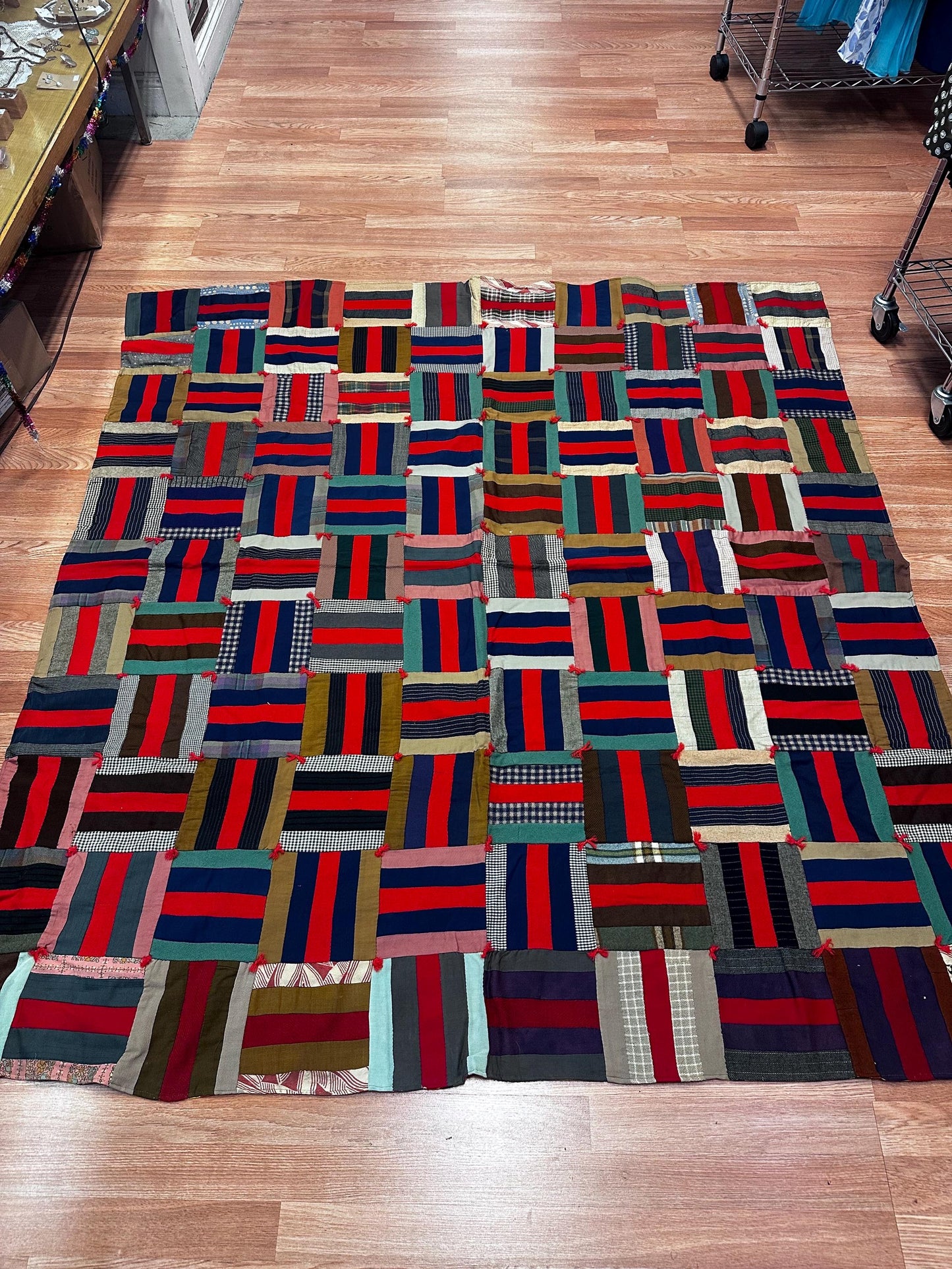 1920's Antique Vintage Officially Dated Historical Crazy Quilt Squares and Stripes AS IS