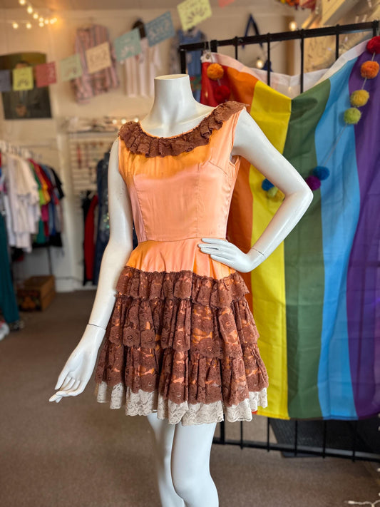 Vintage 1970s or Earlier Irridescent Square Dancing Dress Size XS/Small AS IS