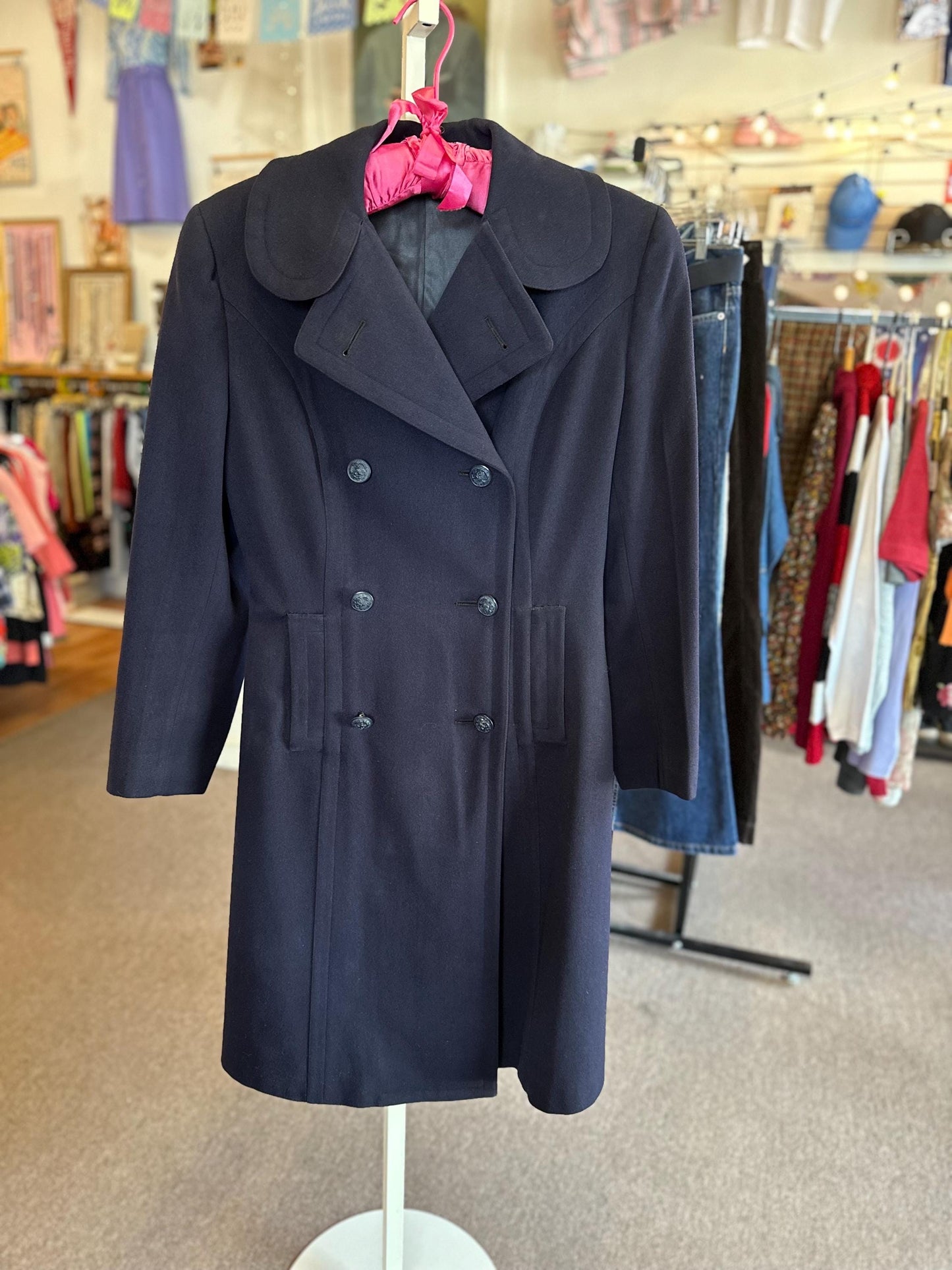 1940s WAVES Women Naval Reserve Navy Heavy Weight Wool Blend Winter Peacoat