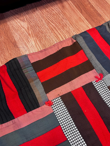 1920's Antique Vintage Officially Dated Historical Crazy Quilt Squares and Stripes AS IS