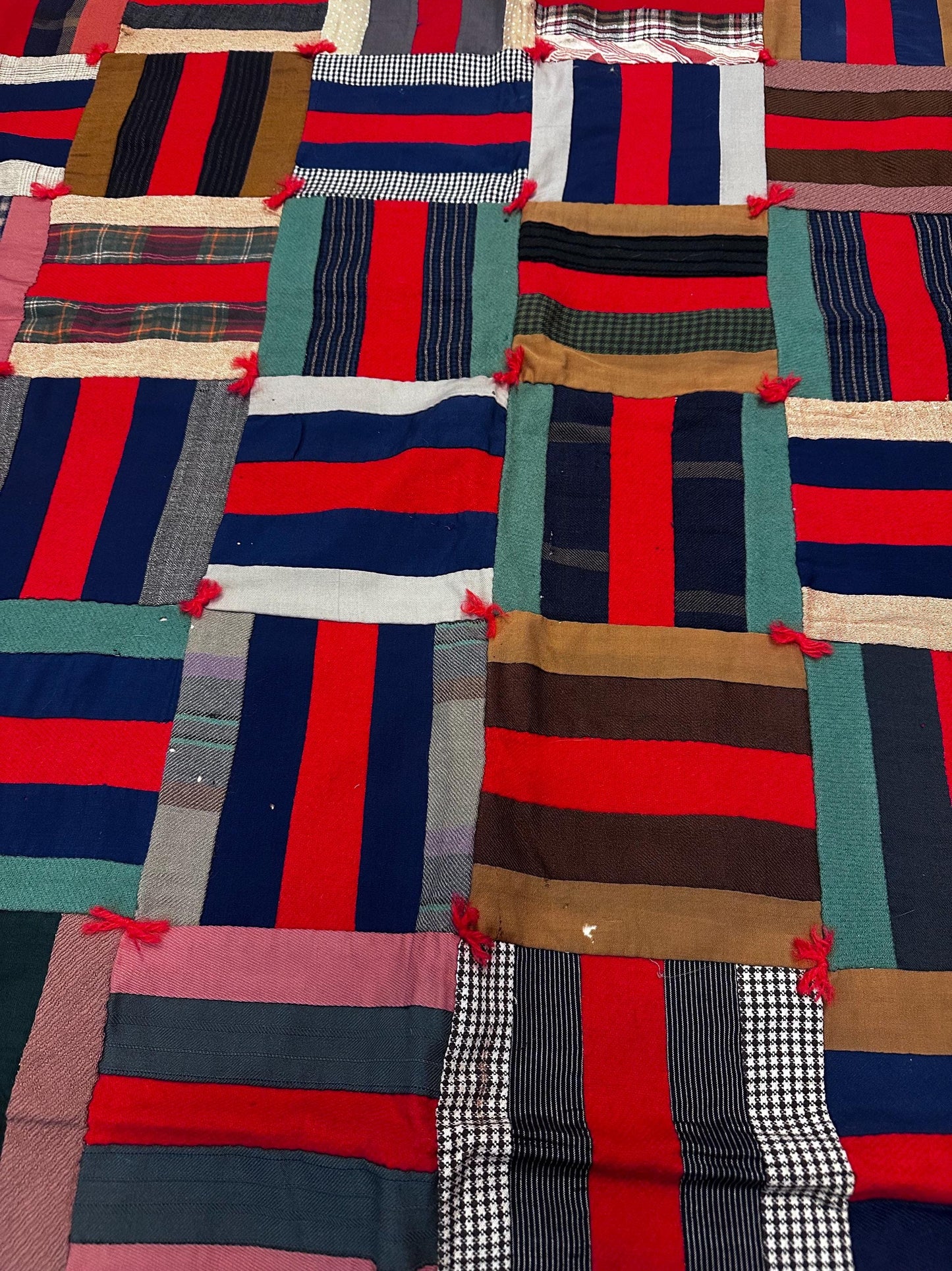 1920's Antique Vintage Officially Dated Historical Crazy Quilt Squares and Stripes AS IS