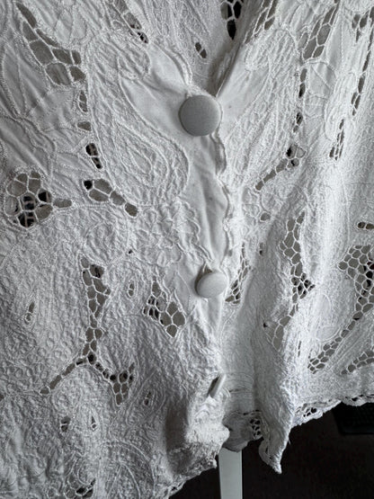 Vintage 1990s Smithsonian Institution Crochet Lace Top Blouse with Buttons M/L AS IS