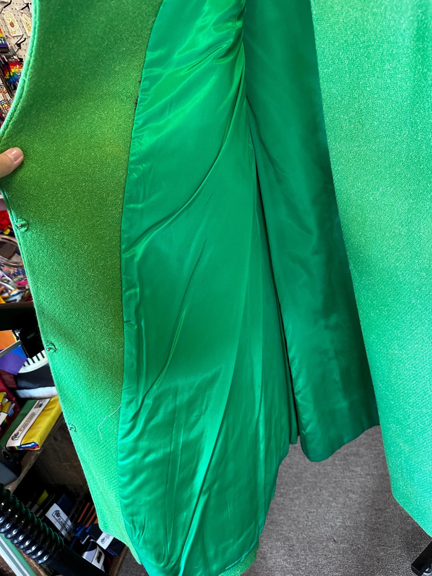 1960's VINTAGE Mod Kelly Green Wool and Fur Coat Size Small/XS