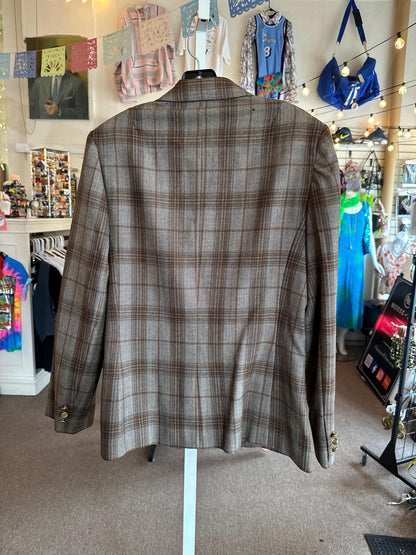 Vintage 1970s Chris Allan Women’s Plaid Genuine Wool Blazer – Size Small