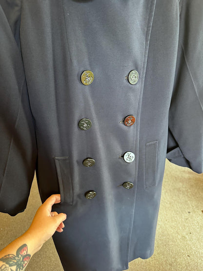 1940s WAVES Women’s Naval Reserve Lighter Weight Peacoat Overcoat with Lining – As-Is