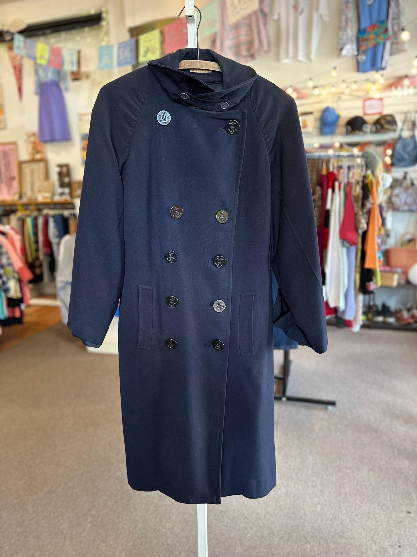 1940s WAVES Women’s Naval Reserve Lighter Weight Peacoat Overcoat with Lining – As-Is