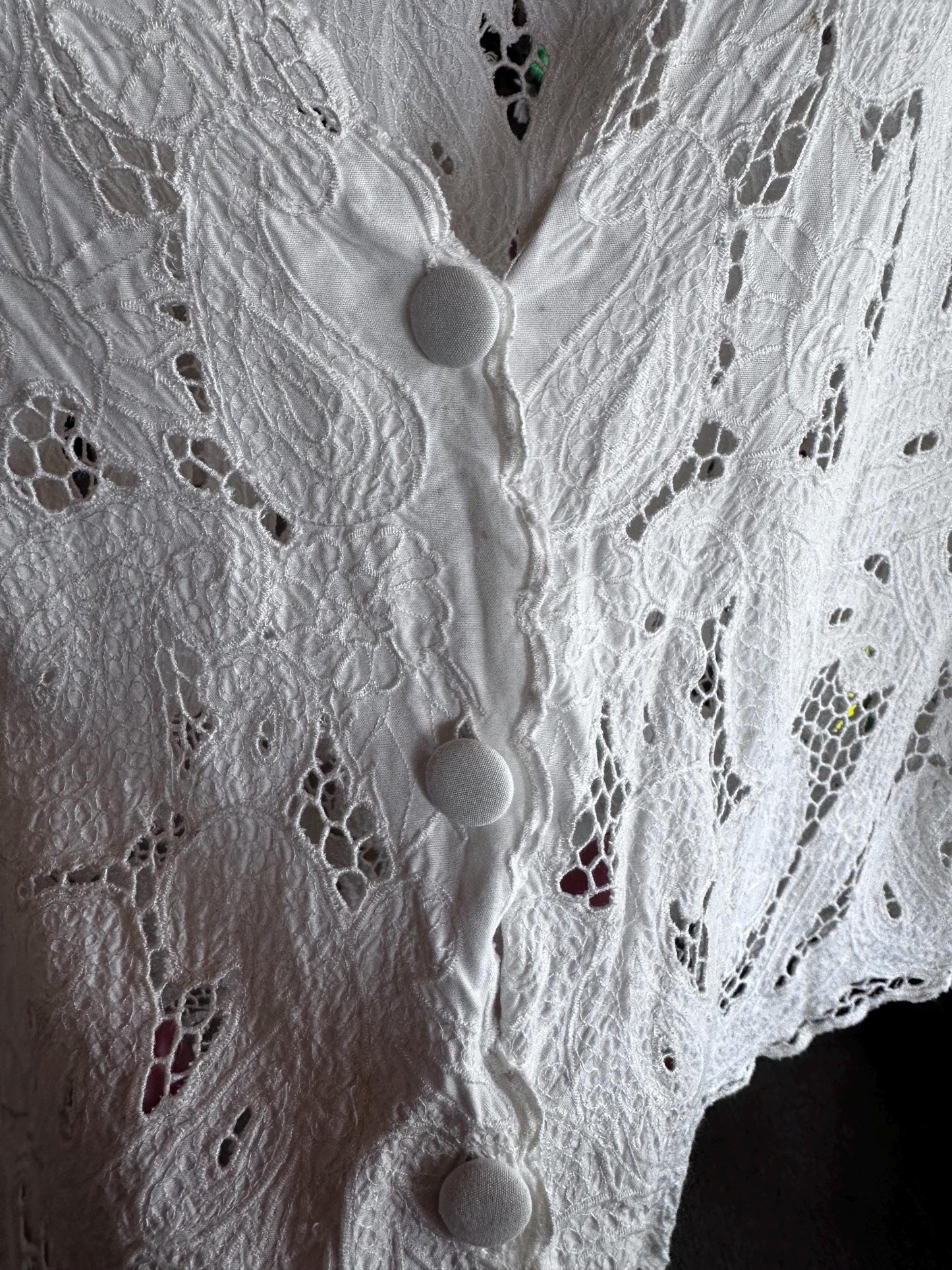 Vintage 1990s Smithsonian Institution Crochet Lace Top Blouse with Buttons M/L AS IS