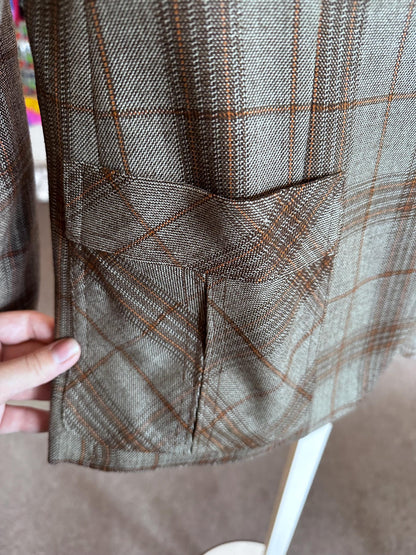 Vintage 1970s Chris Allan Women’s Plaid Genuine Wool Blazer – Size Small