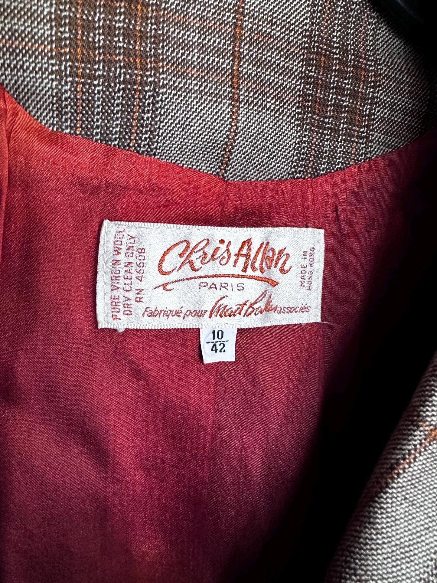 Vintage 1970s Chris Allan Women’s Plaid Genuine Wool Blazer – Size Small