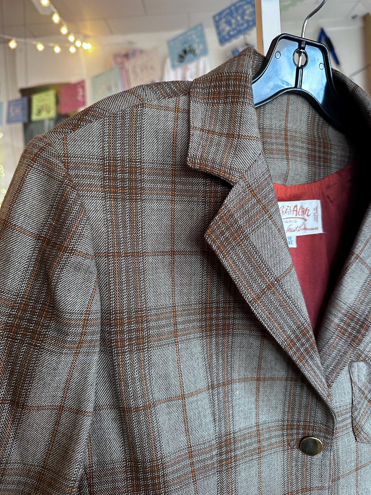Vintage 1970s Chris Allan Women’s Plaid Genuine Wool Blazer – Size Small