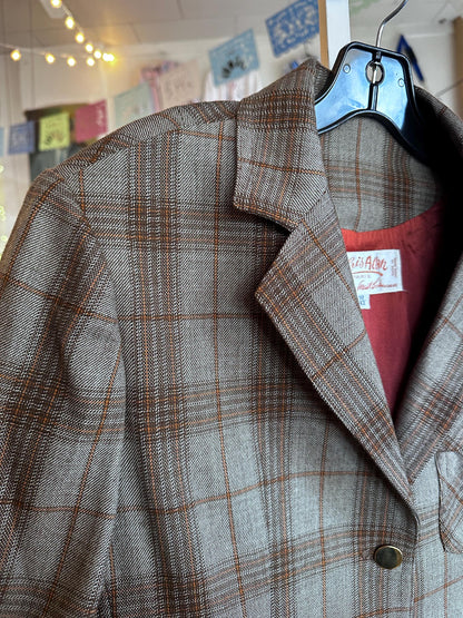 Vintage 1970s Chris Allan Women’s Plaid Genuine Wool Blazer – Size Small