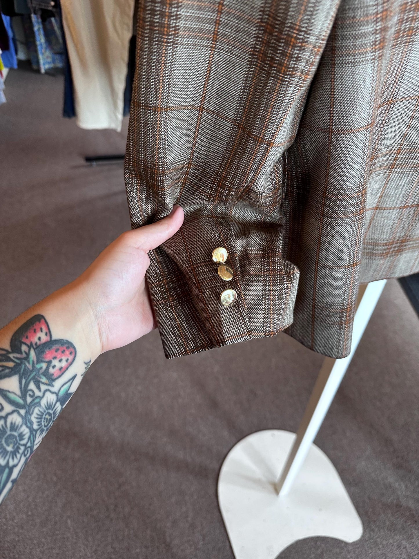 Vintage 1970s Chris Allan Women’s Plaid Genuine Wool Blazer – Size Small
