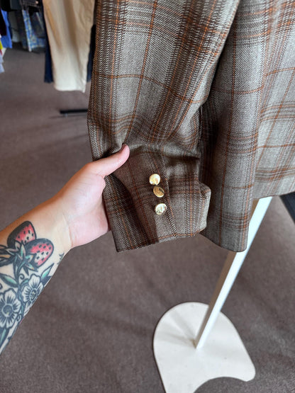 Vintage 1970s Chris Allan Women’s Plaid Genuine Wool Blazer – Size Small