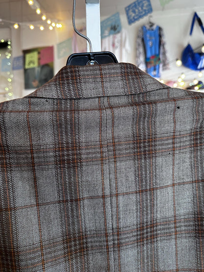 Vintage 1970s Chris Allan Women’s Plaid Genuine Wool Blazer – Size Small