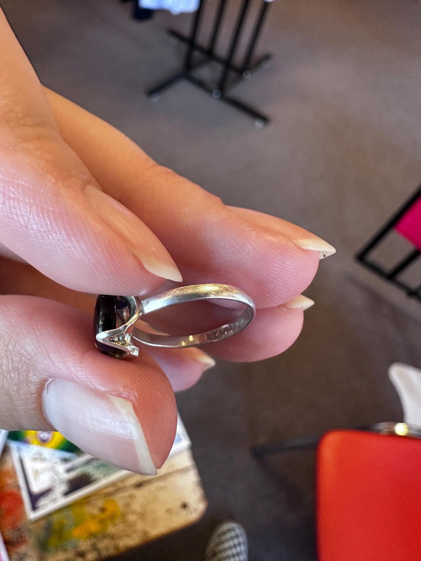 Vintage Art Deco Blue Hawk's Eye Tiger Eye Sterling silver Youth Children's Petite size 3 Ring