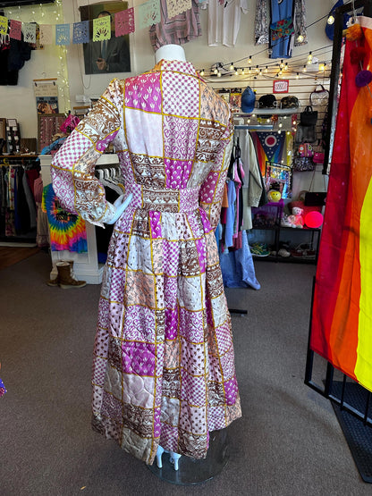 1970's Bill Tice Vintage Quilted Robe House Dress As Is Size Small