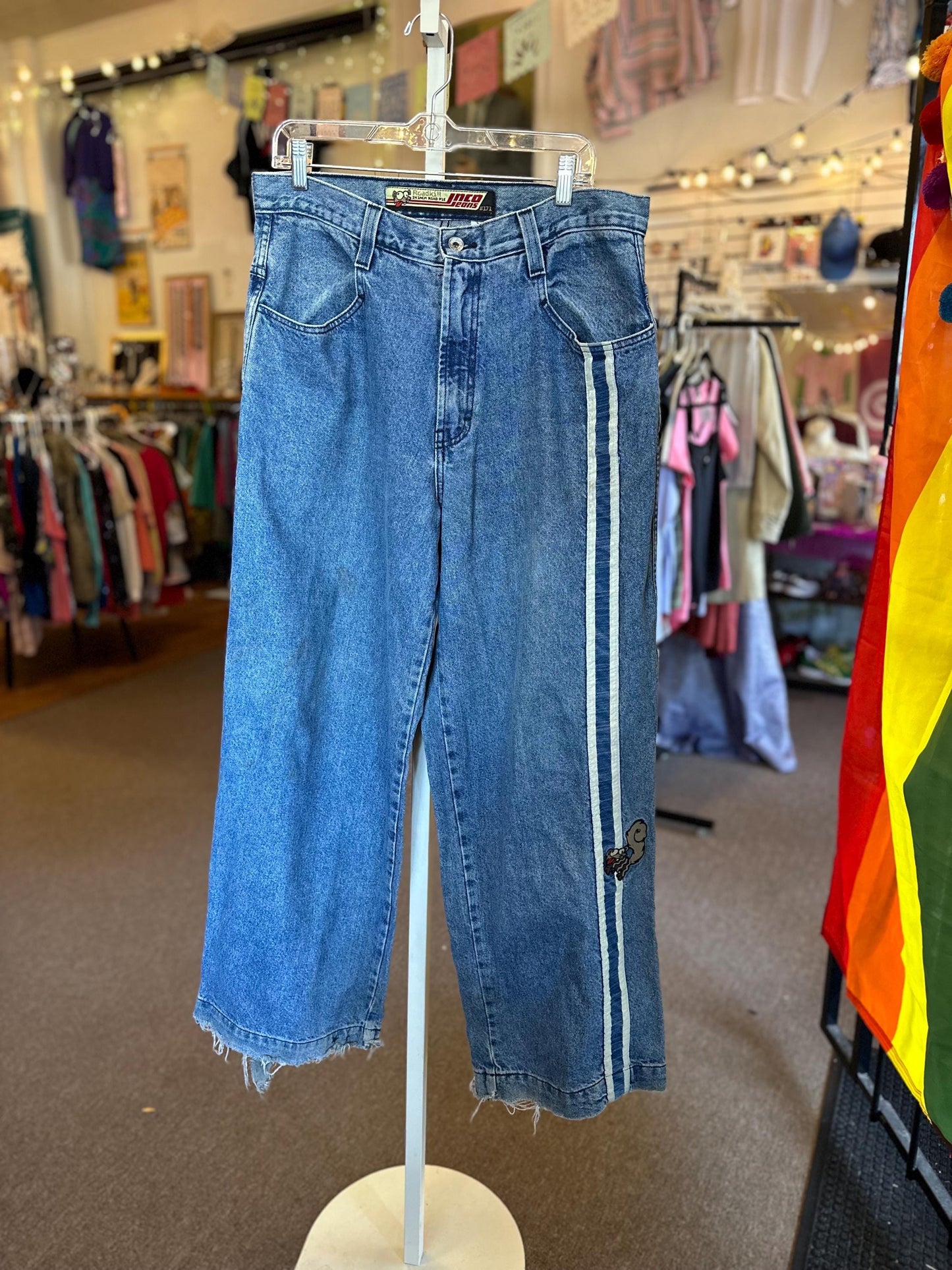 90's Y2K Vintage Jnco Jeans 24 Inch Road Kill Road Pie Jean 171 Size Large 36 by 32