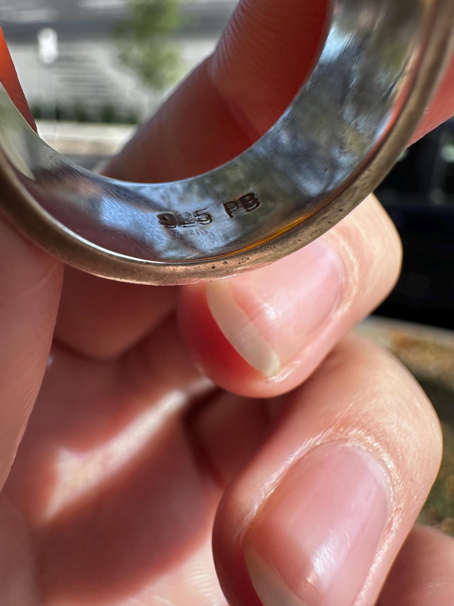 Vintage Sterling Silver Stamped Huge Amber Ring Size 7.5/8