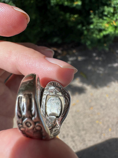 Vintage Sterling Silver Handmade  Turqoise Spoon Ring size 5.5