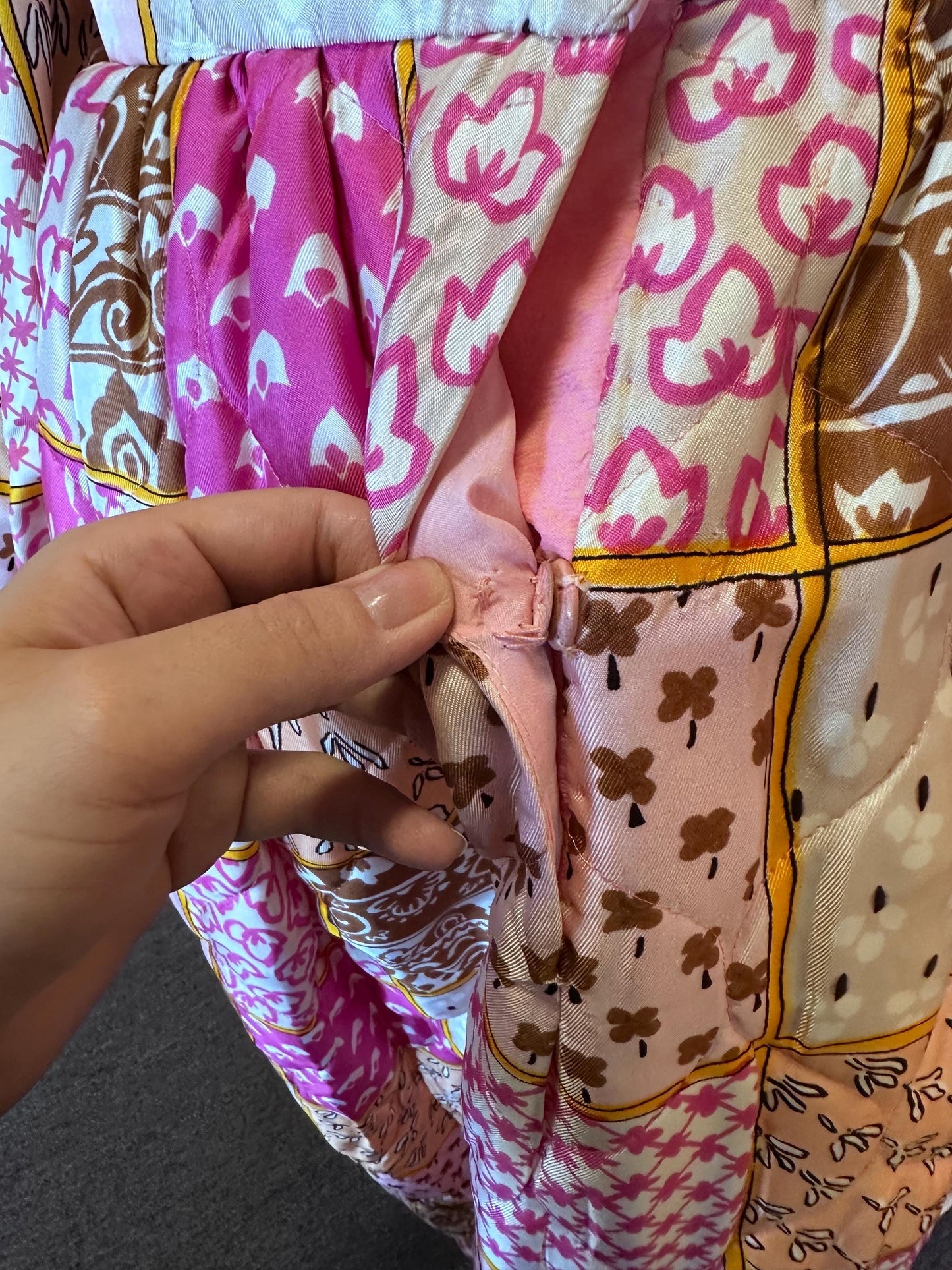 1970's Bill Tice Vintage Quilted Robe House Dress As Is Size Small