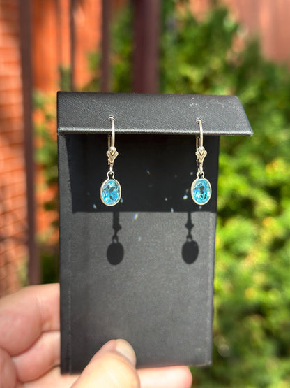 Sterling Silver Faceted Real Crystal and Gem Dangle Earrings Citrine Aquamarine Emerald and Saphire
