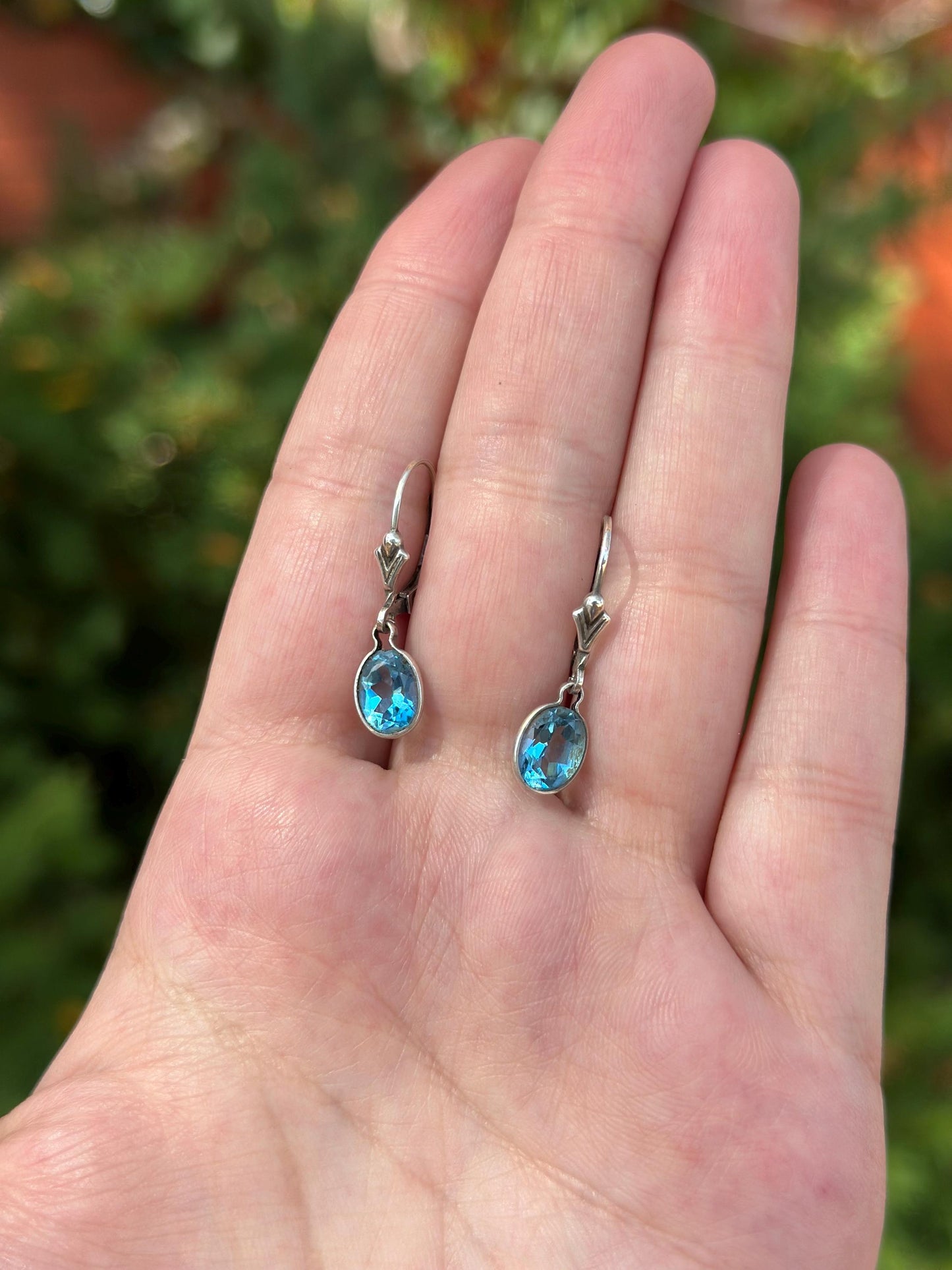 Sterling Silver Faceted Real Crystal and Gem Dangle Earrings Citrine Aquamarine Emerald and Saphire