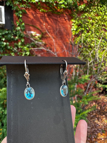 Sterling Silver Faceted Real Crystal and Gem Dangle Earrings Citrine Aquamarine Emerald and Saphire