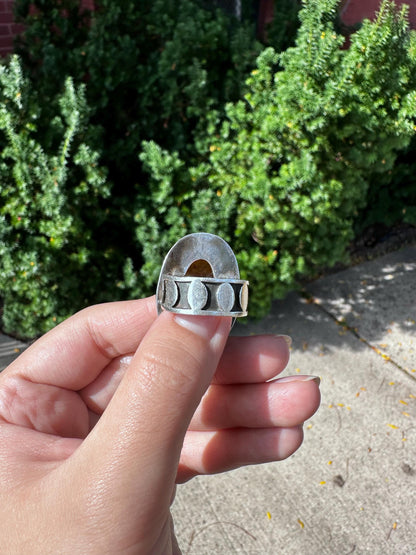Vintage Sterling Silver Stamped Huge Amber Ring Size 7.5/8