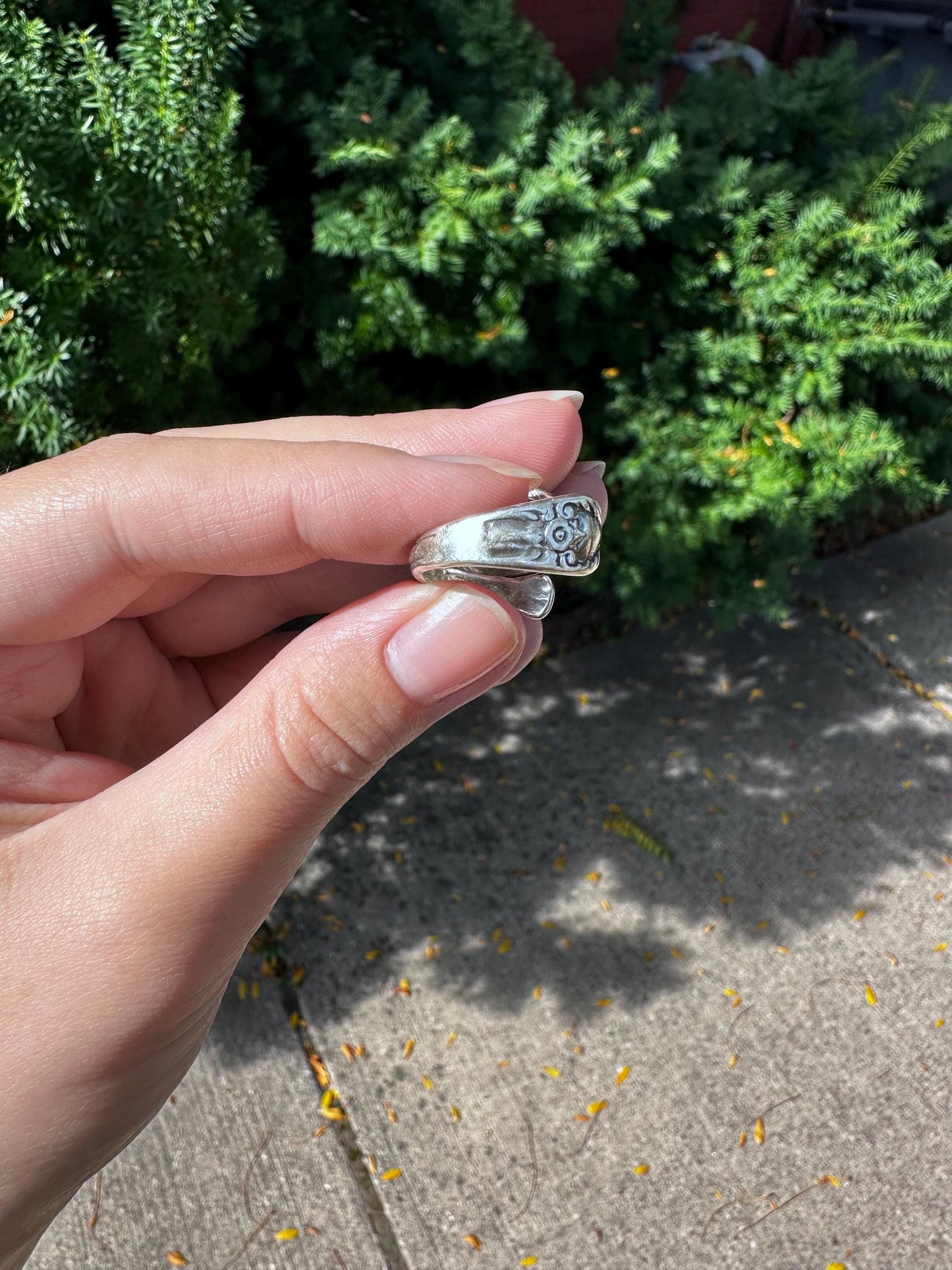 Vintage Sterling Silver Handmade  Turqoise Spoon Ring size 5.5