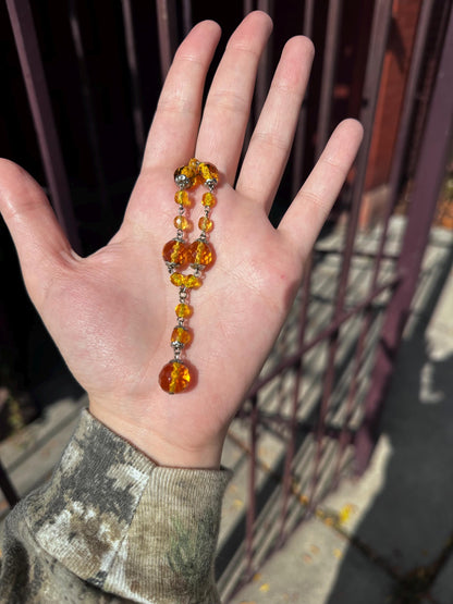 Vintage Antique and Rare Art Deco Sweetheart Silver Tone Beautiful Citrine Faceted Beaded Drop Necklace